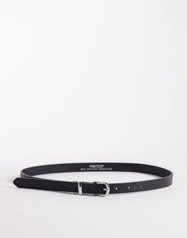 Pieces PIECES skinny faux leather belt in black and sliver