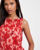 Pieces Pieces sleeveless slash neck plisse top in pink and red floral print - 3