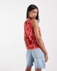 Pieces Pieces sleeveless slash neck plisse top in pink and red floral print - 4