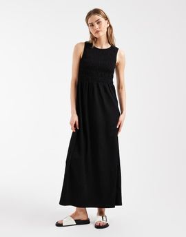 Pieces PIECES sleeveless smocked maxi dress in black