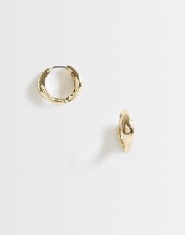 Pieces Pieces small chunky hoop earrings in gold tone