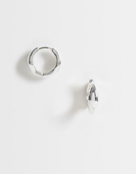 Pieces Pieces small chunky hoop earrings in silver tone