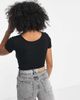 Pieces Pieces snap front ribbed top in black - 2