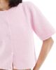Pieces Pieces soft knit short sleeve cardigan in rose pink - 4
