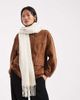 Pieces Pieces soft textured tassel scarf in cream-White - 1