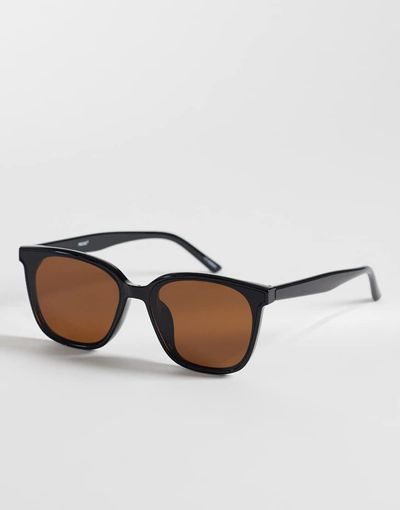 Pieces Pieces square sunglasses with brown lens in black