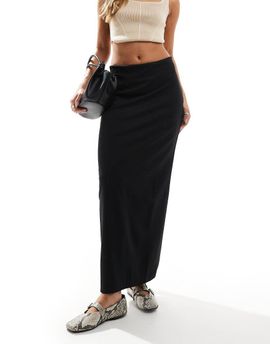 Pieces Pieces stretchy column maxi skirt in black