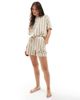 Pieces Pieces striped jersey shorts in beige - part of a set-Neutral - 1
