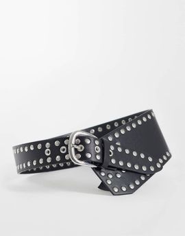 Pieces PIECES studded oversized waist belt in black