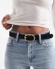 Pieces Pieces suede gold double buckle belt in black - 1