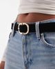 Pieces Pieces suede gold double buckle belt in black - 2