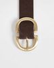 Pieces PIECES suede gold double buckle belt in chocolate brown - 3