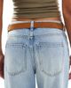 Pieces Pieces suede gold double buckle belt in cognac brown - 2