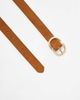 Pieces Pieces suede gold double buckle belt in cognac brown - 3