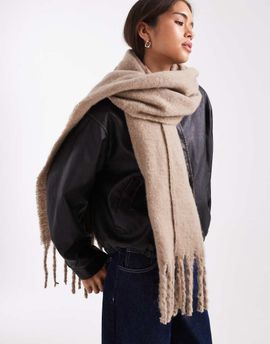 Pieces Pieces super soft tassel scarf in silver mink