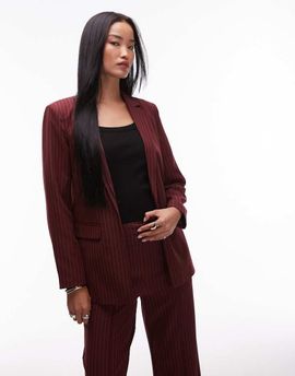 Pieces Pieces tailored blazer in burgundy pinstripes - part of a set