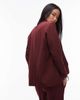 Pieces Pieces tailored blazer in burgundy pinstripes - part of a set - 3