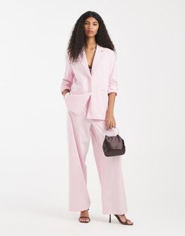 Pieces Pieces tailored high waist wide leg pants in roseate pink - part of a set