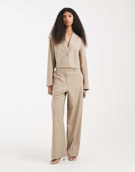 Pieces Pieces tailored high waisted wide leg pants in beige - part of a set-Neutral