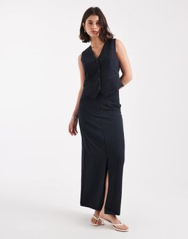 Pieces Pieces tailored maxi skirt in navy pinstripe - part of a set