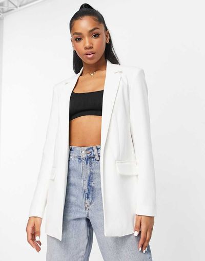 Pieces Pieces tailored oversized blazer in white