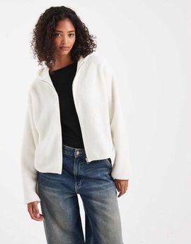 Pieces Pieces teddy hooded jacket in white