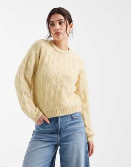 Pieces Pieces textured knit sweater in pale yellow
