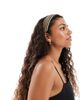 Pieces Pieces textured zig zag headband in black and cream-Multi - 3