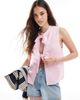 Pieces Pieces tie front knit top in light pink - 1