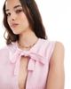 Pieces Pieces tie front knit top in light pink - 2