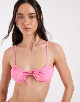 Pieces PIECES tie side brazilian bikini bottom in light pink - part of a set