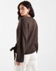 Pieces Pieces tie side knit sweater in chocolate brown - 3