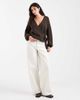 Pieces Pieces tie side knit sweater in chocolate brown - 4