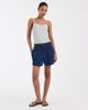 Pieces PIECES tie waist denim shorts in dark blue denim-Navy - 1