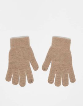 Pieces Pieces touch screen gloves in natural melange-Neutral