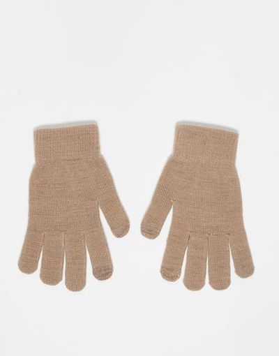 Pieces Pieces touch screen gloves in natural melange-Neutral