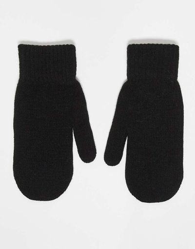 Pieces Pieces touch screen knit mittens in black
