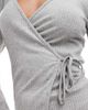 Pieces Pieces wellness mix & match lettuce edge wrap front cardigan in light gray - 2