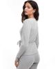Pieces Pieces wellness mix & match lettuce edge wrap front cardigan in light gray - 3