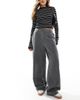 Pieces Pieces wide leg dad pants with belt loops in gray - 1