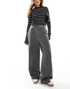 Pieces Pieces wide leg dad pants with belt loops in gray