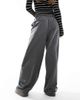 Pieces Pieces wide leg dad pants with belt loops in gray - 2