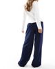 Pieces Pieces wide leg dad pants with belt loops in navy - 2