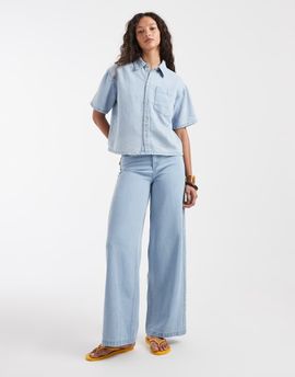 Pieces PIECES wide leg jeans in light blue wash - part of a set
