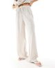 Pieces Pieces wide leg linen blend pants in cream - part of a set-White - 3