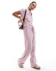 Pieces Pieces wide leg linen mix pants in pink - part of a set - 1