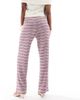 Pieces Pieces wide leg ribbed pants in blue and burgundy stripe-Multi - 2