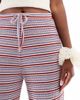 Pieces Pieces wide leg ribbed pants in blue and burgundy stripe-Multi - 3