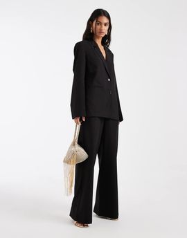 Pieces PIECES wide leg tie waist tailored pants in black - part of a set
