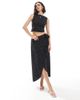 Pieces Pieces wrap midi skirt in black spot print - 1